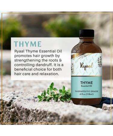 Thyme Essential Oil for Diffuser & Aromatherapy | Natural Undiluted Therapeutic Oil for Skin | Premium Grade 4 Fl Oz with Glass Dropper - Buy Online on GoSupps.com