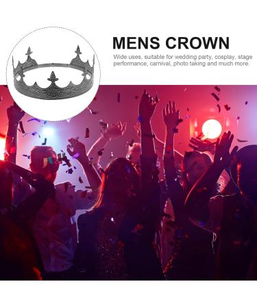 Bridal Baroque King Crown Metal Vintage Black Crown Men Headband Male Crown Stage Performance Crown Decorative Headdress for Cosplay Decorative Crown - Buy Online on GoSupps.com