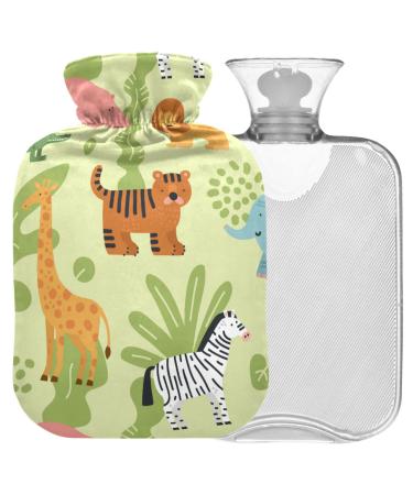 Naanle jungle animals tiger hot water bottle with reference transparent hot water bottle 2l large hot hot water bottle for bed handfoot heat pain relief heat and cold therapy