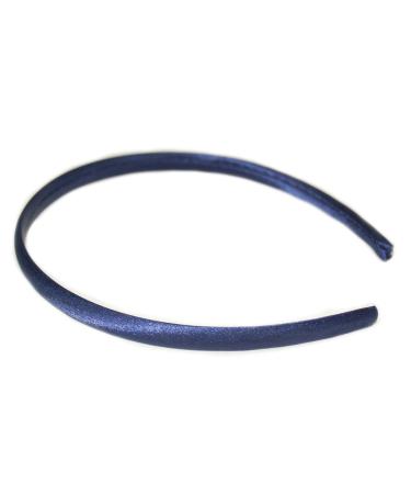 Hairband ladies girls pure satin navy blue