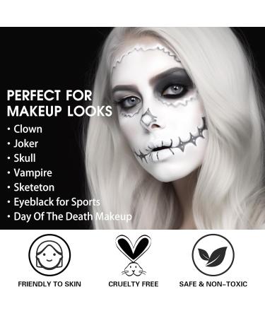 BOBISUKA White Face Paint - Blendable Clown Makeup for Halloween Cosplay & Theater | Skull Joker Vampire & More - Buy Online on GoSupps.com