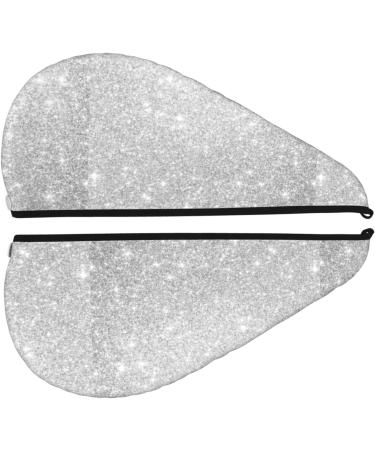 Hair Towel Wrap - Quick Drying Button Turban | Silver Glitter Hair Drying Towel for Effortless Style - Buy Online on GoSupps.com