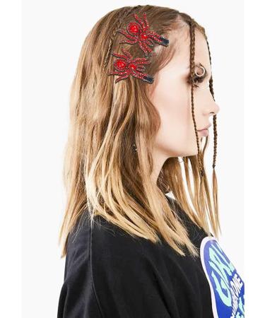 Halloween Sparkle Crystal Spider Hair Clips - Rhinestone Insect Barrette for Costume Dress-up in Red - Buy Online on GoSupps.com
