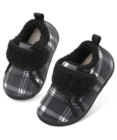 JOINFREE Toddler House Shoes Winter Warm Baby Slippers Black/Plaid 5/5.5 UK Child