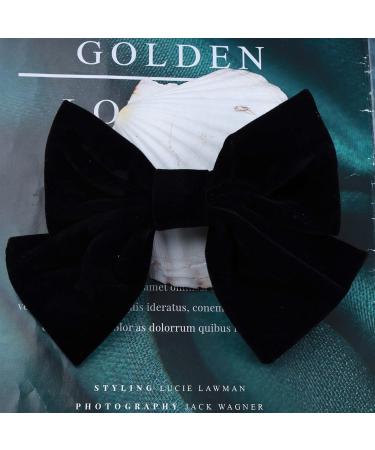 Inilbran Vintage Satin Bow Hair Barrettes Large Velvet Bow Hair Clips Winter Ribbon Bow Head Clip Barrette French Bowknot Hairclips Decorative Hair Accessories for Women and Girls Headdress(Black 2) - Buy Online on GoSupps.com
