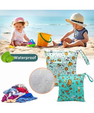 Hotlike 2Pcs Waterproof Reusable Cloth Diaper Wet Dry Bag Organizer with Double Zippers - Green - Buy Online on GoSupps.com