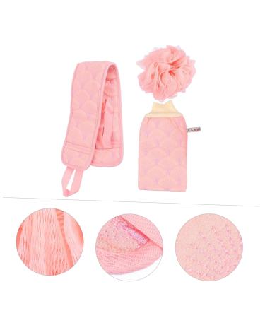 Housoutil 3 Sets Bath Sponge Set - Exfoliating Towel & Shower Pouf for Deep Cleaning - Buy Bathing Accessories Online - Rayon Pink - Buy Online on GoSupps.com