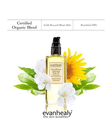evanhealy Sweet Blossom Hydrating Body Oil | Organic Jojoba, Sesame, Sunflower Blend | Moisturizer, Massage & Facial Cleanser - Buy Online on GoSupps.com