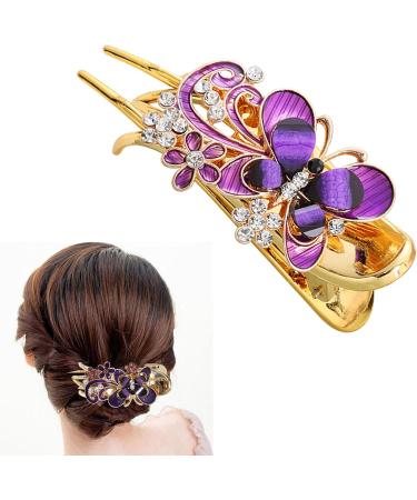 For Styling Non Deformation Long Hair Clip Rhinestone Strong Hold Stylish(Purple) - Buy Online on GoSupps.com