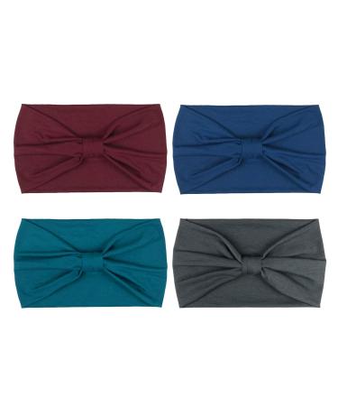 Dreshow 4 Pack Women s Elastic Headbands - Soft Hair Bands for Yoga Sport & Fitness - Maroon Navy Peacock Blue Charcoal - Buy Online on GoSupps.com