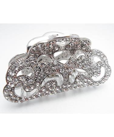 Vintage Silver Swarovski Crystal Hair Claw Clip for Long Hair - Retro Copper Design - Buy Online on GoSupps.com