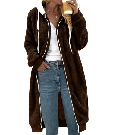 Hanxiulin Oversized Plush Jacket for Women | Warm Lined Fleece Sweater & Winter Coat in Color Variants - XL Khaki - Buy Online on GoSupps.com