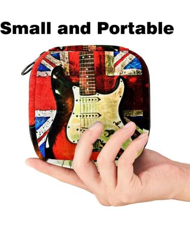 Stylish UK Flag & Guitar Sanitary Napkin Storage Bag - Portable for Women Teens & Girls | Ideal for Menstruation Cups & Breastfeeding Pillow Holders - Buy Online on GoSupps.com