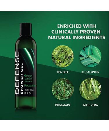 Defense Soap Peppermint Body Wash Shower Gel 8 Oz (Pack of 2) | Tea Tree & Eucalyptus Oil | Natural Formula | 16 Fl Oz Total - Buy Online on GoSupps.com