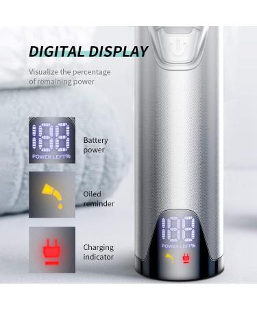 Kahdsvby Hair Clipper Professional Hair Trimmer Rechargeable Men's Cordless Haircut Adjustable Ceramic Blade Clipper Silver - Buy Online on GoSupps.com