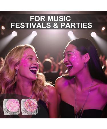  BUCOMTU Festival Glitter Face 12 Colours Gel Fluorescent Chunky Sequin Face Body Powder Glitter Accessory Festival Gadget Body Glitter for DIY Nails Carnival Halloween Party - Buy Online on GoSupps.com