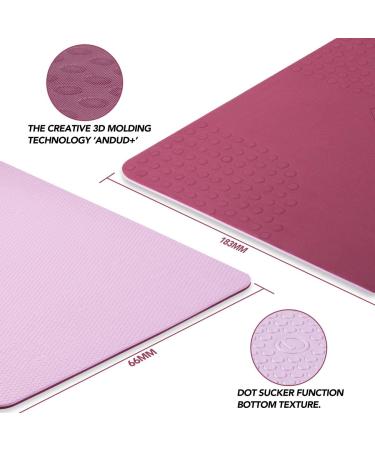 JELS Extra Thick Yoga Mat 10MM - Non Slip Design - SGS Certified TPE Material - with Carrying Strap - Ideal for Yoga, Pilates, and Workouts - 72x26 - Wine/Pink - Buy Online on GoSupps.com