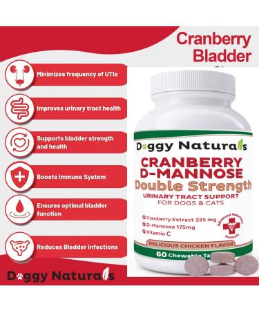 Cranberry D-Mannose for Dogs and Cats | UTI & Bladder Support | Kidney Health | Antioxidant | 60 Tablets - Buy Online on GoSupps.com