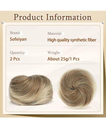 Sofeiyan 2PCS Mini Claw Clip Cat Ears Messy Hair Bun Extension - Dark Blonde & Bleach Blonde Mix - Buy Online on GoSupps.com