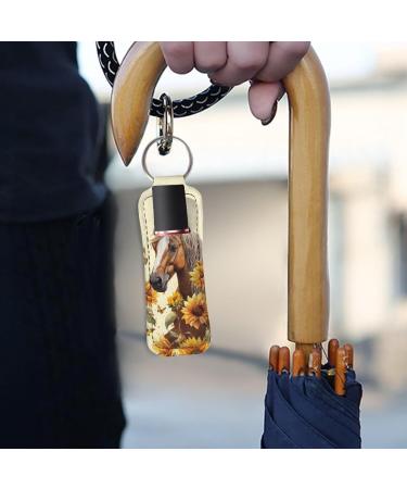 Suobstales Horse Sunflower Butterfly Print Chapstick Holder Keychain Neoprene Lip Balm Holder Lipstick Sleeve Pouch Lip Balm Portable Pocket Lip Gloss Tube Holder Travel Accessories - Buy Online on GoSupps.com