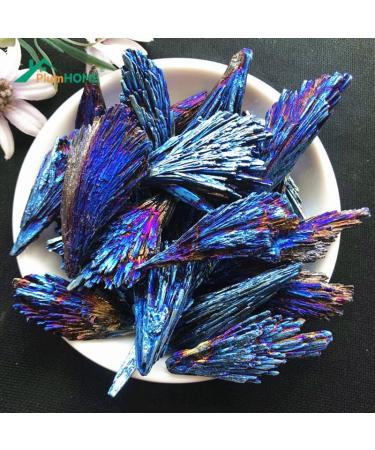 Stones and Crystal Black Tourmaline Natural Blue Colors and Minerals Blue Titanium Aura Quartz Crystal Tail Decor Stone Mineral Specimen