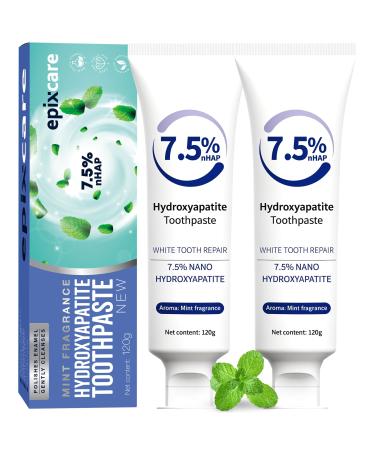 7.5% Nano Hydroxyapatite Toothpaste - Helps Remineralize Teeth Enamel Repair Sensitive Relief - Natural Whitening Antisensitivity Remineralizing Fluoride Free Nano-hydroxyapatite Dental (2 Pack) 4.23 Ounce (Pack of 2)