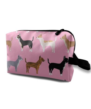 Cute Chihuahua Dog Cosmetic Bag | Large Pink Travel Toiletry Organizer | Portable Makeup Bag for Dogs Lovers - Buy Online on GoSupps.com