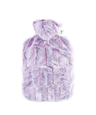 Hot Water Bottle with Cover - Hot Cold Pack Made of Burst Resistant Thermoplastic with Fleece Sleeve Helps Relieve Muscle Aches & Pains Menstrual Cramps (1.8L Faux Fur Purple/Silver)