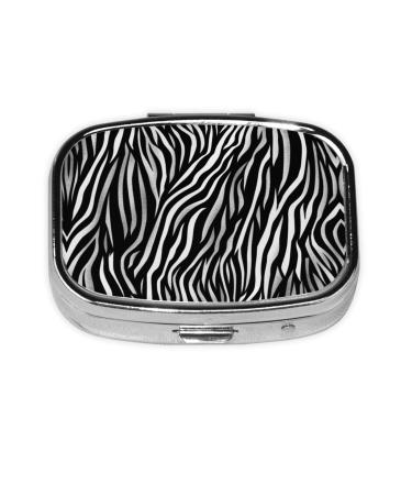 Zebra Print Printing 2 Compartment Small Pill Case Cute Small Pill Box Purse Pill Boxs Travel Pill Organizer for Pocket Purse and Travel Gifts
