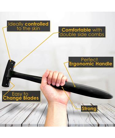 Men's DIY Body Shaver: Curved Head, Long Handle, 25c Razor Replacement - Say Goodbye to Embarrassing Back Hair! - Buy Online on GoSupps.com
