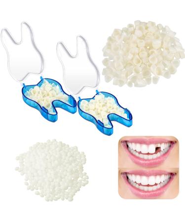 Fake Teeth for Missing Teeth Temporary Tooth Replacement Repair Kit Temp Tooth Veneer Crown Tooth Replacement It Yourself Front Teeth Dental Veneer with Thermal Beads for Holiday Cosplay (100 Pieces)
