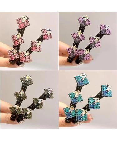 ZOADLE Sparkling Crystal Stone Braided Hair Clips Set - 4PCS Rhinestone Duckbill Hairpin Barrettes for Women - Buy Online on GoSupps.com