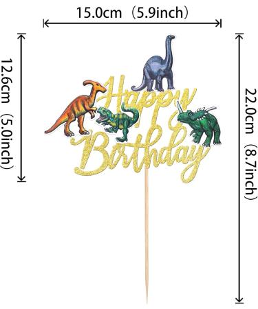 Dinosaur Birthday Cake Toppers - 1 Piece Roar Rex Decoration for Boys & Kids - Gold Dino Accessories for Baby Shower & Party - Buy Online on GoSupps.com