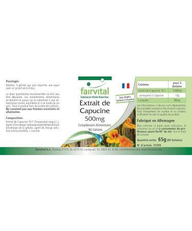 Fairvital | Nasturtium extract 500mg VEGAN - Highly dosed - 90 capsules - concentrated 4 times - Buy Online on GoSupps.com