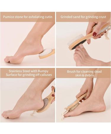 4-in-1 Foot Scrub Brush Callus Remover With Bristle Brush  Pumice Stone  Foot Rasp & Bamboo Handle - Buy Online on GoSupps.com