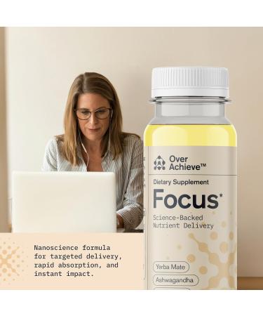 Focus Drink for Concentration- Contains Yerba Mate Ashwagandha and Lions Mane Mushroom with Advanced Nanoscience Technology - 12 Pack Brain Focus Drink Orange Flavor 2oz - Buy Online on GoSupps.com