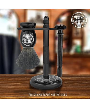 Black Safety Razor Stand - Prolong Razor Life with Shaving Brush Holder - Sturdy Weighted Base - Buy Online on GoSupps.com