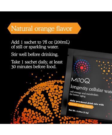 MitoQ Longevity Cellular Water Daily Powdered Drink Mix Natural Orange Flavor - Mitochondria-targeted Antioxidant - Cell Energy and Metabolism for Better Aging (Orange 30 Packets) - Buy Online on GoSupps.com