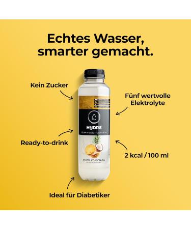 HyDR8 Sugar-Free Electrolyte Drink Refreshing Exotic Coconut Flavor | 5 Essential Electrolytes Including Magnesium | 12 x 500ml Perfect for Sports & Celebrations - Buy Online on GoSupps.com