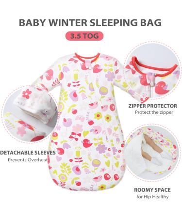 MIKAFEN Organic Cotton Baby Sleeping Bag 3.5Tog | Long Sleeves, 24-28in/3-6 Months - Buy Online on GoSupps.com