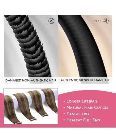 Salife Tape Extensions - 10pcs Real Hair Balayage Chocolate Brown to Caramel Blonde (30cm 20g) | Invisible Smooth Tape-in Extensions - Buy Online on GoSupps.com