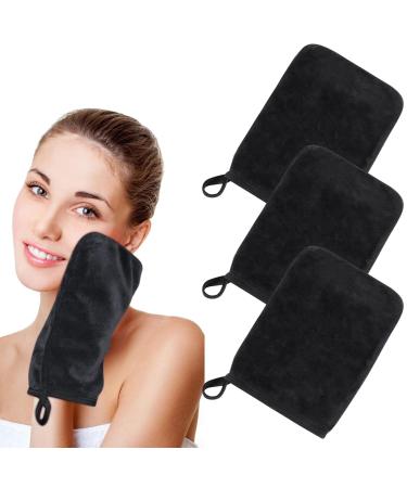 Kinhwa Washcloths & Microfiber Washing Gloves - Soft Reusable Terry Slimming Glove 15cm x 20cm 3-Piece Set - Black - Buy Online on GoSupps.com