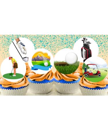 24 x Pre-Cut Golf 4 Edible Stand up Wafer Paper Cupcake Toppers Cake Decorations Birthday Party Sports - Buy Online on GoSupps.com