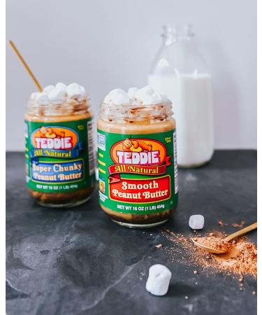 Teddie All Natural Smooth Peanut Butter - Gluten Free, Vegan - 16 oz Plastic Jar - Buy Online on GoSupps.com