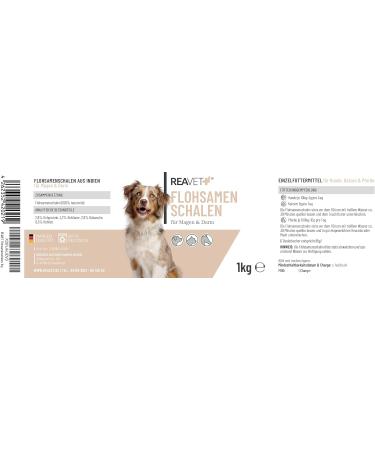 Reavet Psyllium Shells for Dogs & Horses 1kg | Premium Gluten-Free Fiber Supplement - Dog & Cat Additive-Free - Buy Online on GoSupps.com