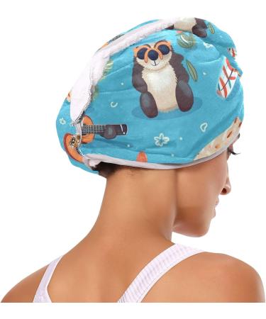Panda Beach Hair Towel 2 Pack - Super Absorbent Quick Dry Hair Turbans for Women & Girls - Ideal Hair Drying Solution - Buy Online on GoSupps.com