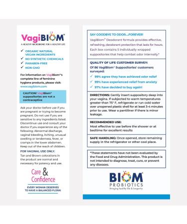 Organic Peach VagiBiom Deodorant Suppository - Odor Control Formula | Vegan, Paraben-Free, Preservative-Free - Buy Online on GoSupps.com