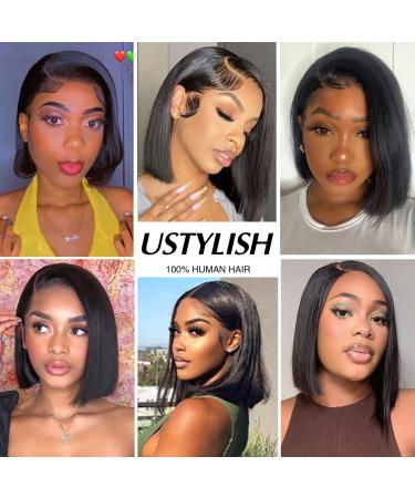 Ustylish 13x4 HD Lace Front Bob Wig Human Hair 180% Density for Black Women 12 inch - Natural Color - Buy Online on GoSupps.com