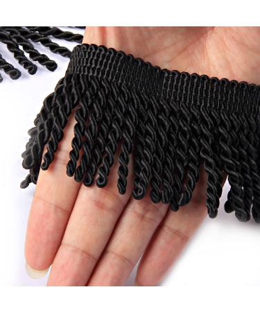 HedongHexi Curtain Fringes Bullion Fringe Trim 5/10 Yard x 2.5 Inches Fabric Trims Sewing DIY Decoration for Curtain Sofa Clothes (Black, 5yard) black 5yard
