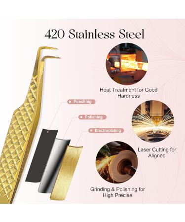 Allove Eyelash Extension Tweezers - High-Precision 90-Degree Diamond Handle Fiber Pincers for Volume Extensions - Buy Online on GoSupps.com